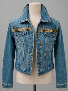 Dark Wash Studded Denim Jean Jacket